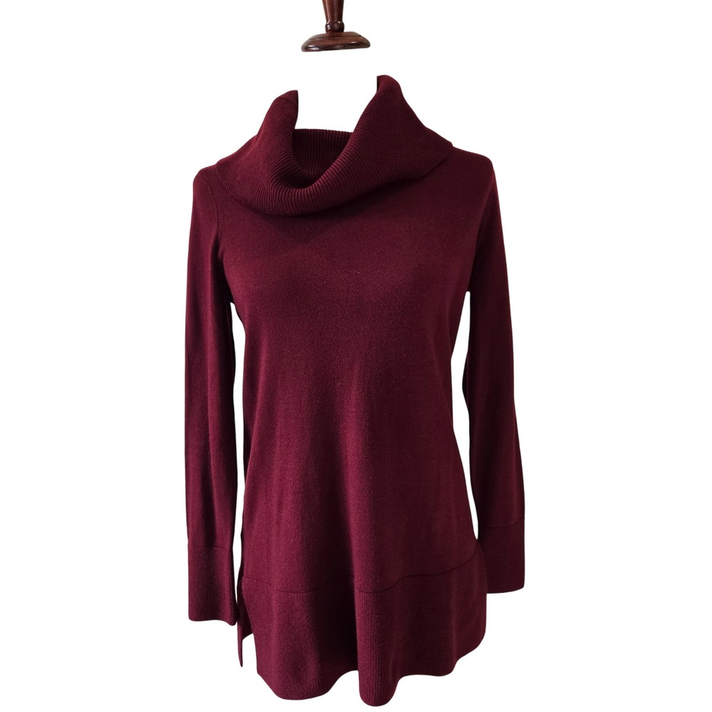 LOFT Womens Size S Burgundy Cowl Neck Sweater Darkacademia Chic Cozy Cabincore‎